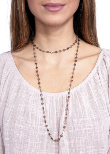 Ela Rae 'Diana' Brown Moonstone Chain Necklace - Jessimara