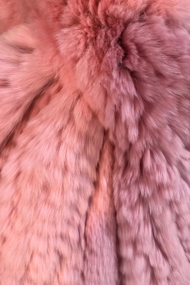 Pink Knitted Rex Rabbit 'Loop' Designer Fur Scarf - Jessimara