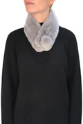 Light Grey Magnetic Real Rex Rabbit Bobble Scarf - Jessimara