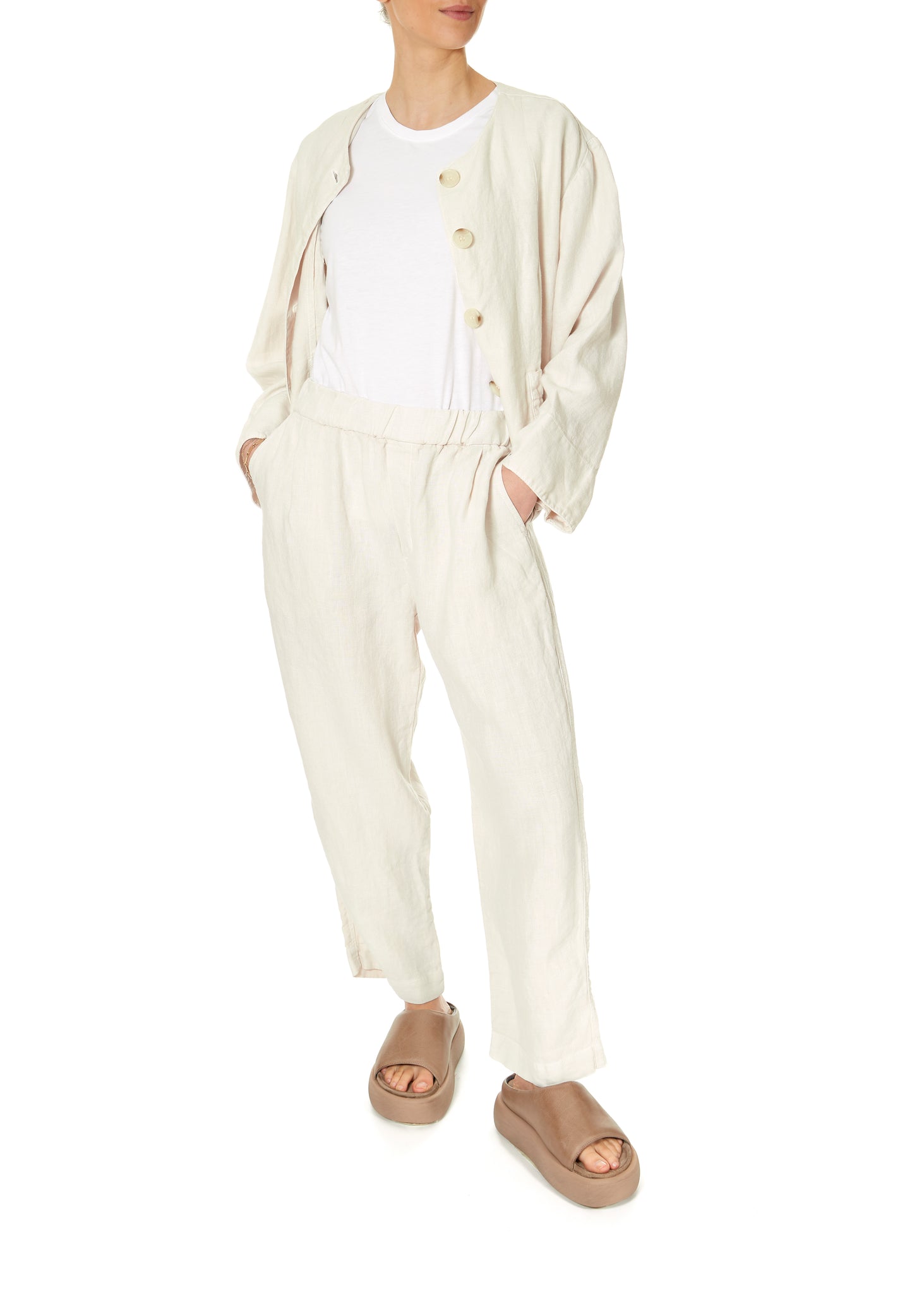 Brielle Bisque Linen Jacket