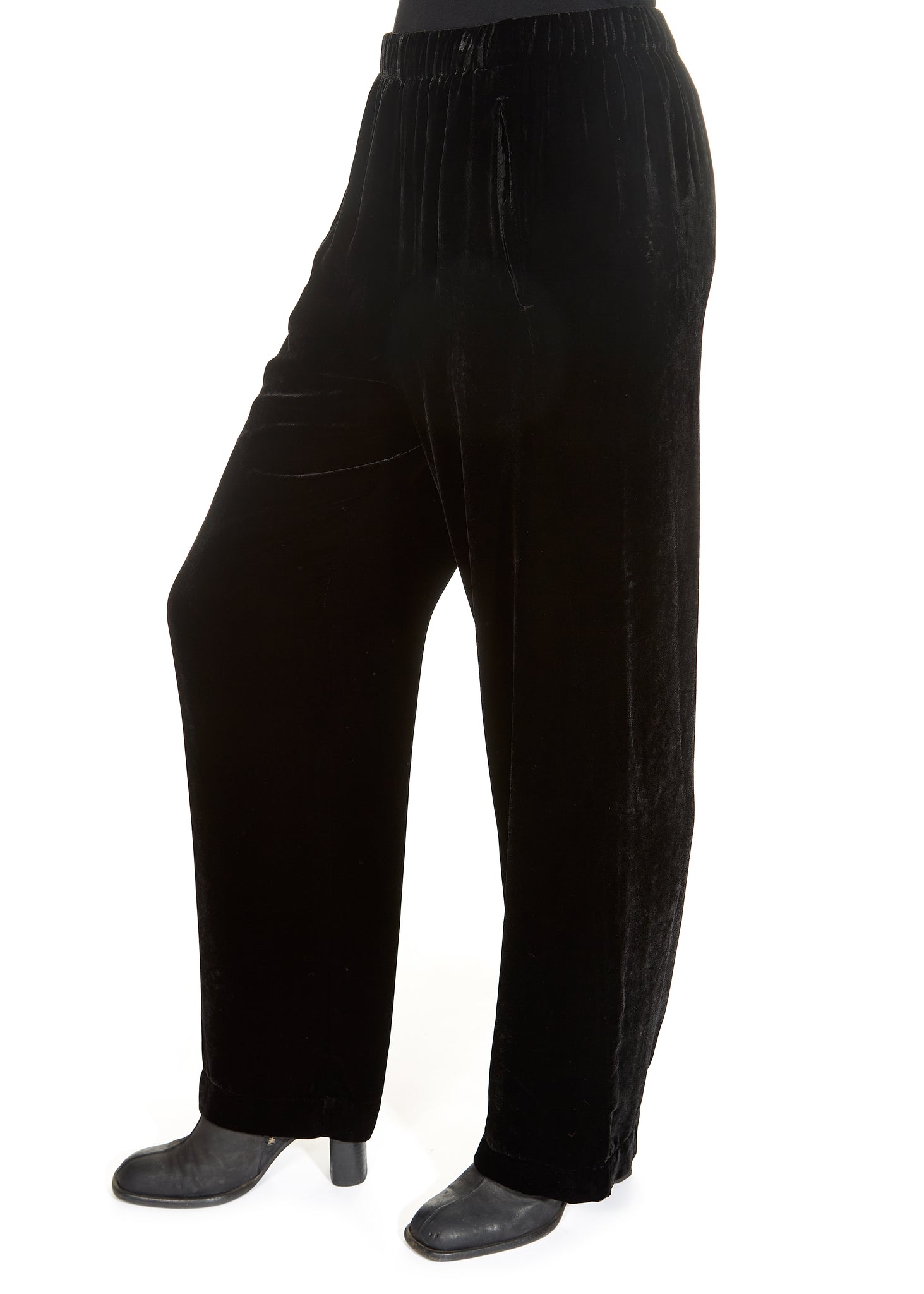 'Dennie' Black Silk Velvet Trousers - Jessimara