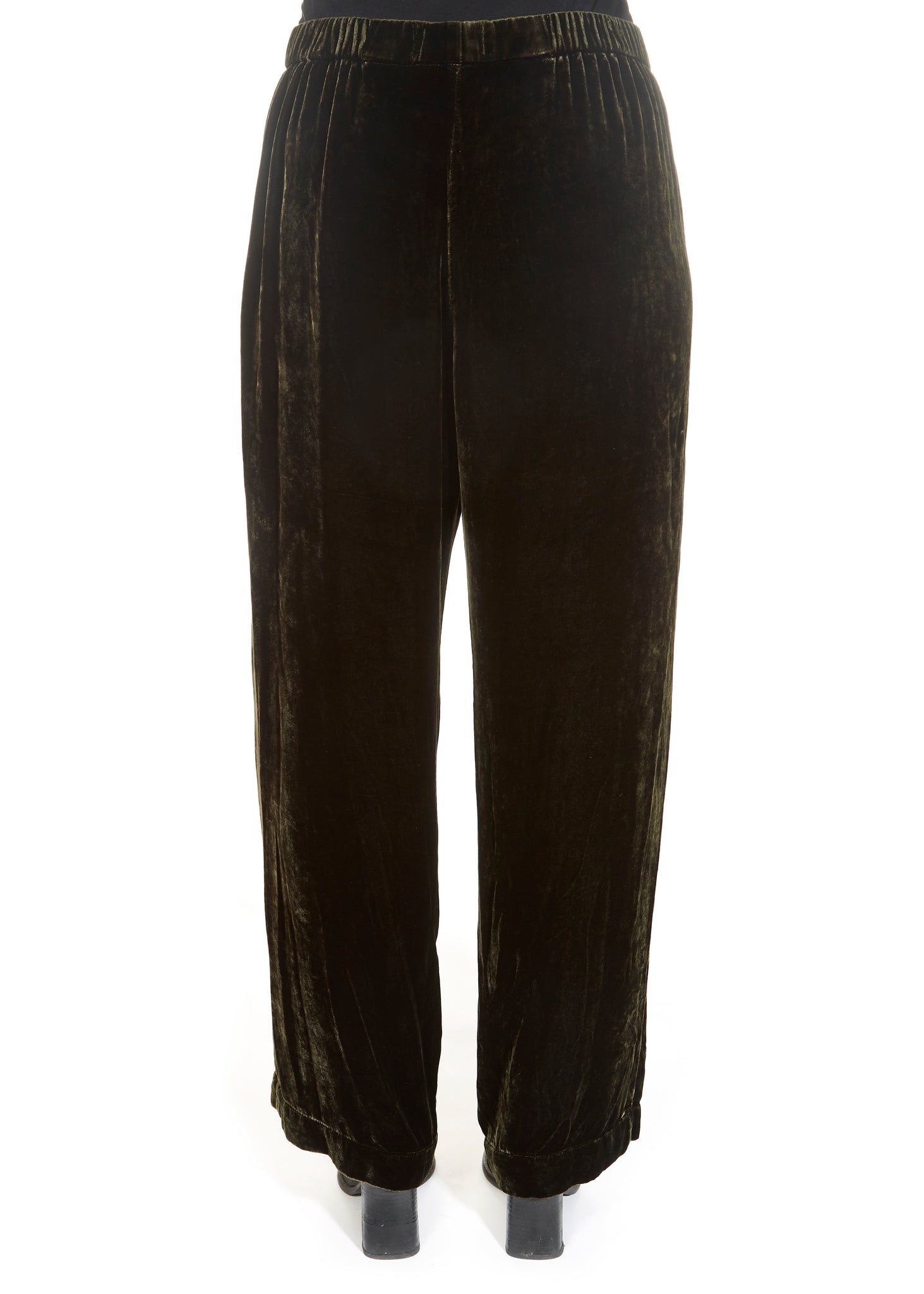 'Dennie' Green Silk Velvet Trousers - Jessimara