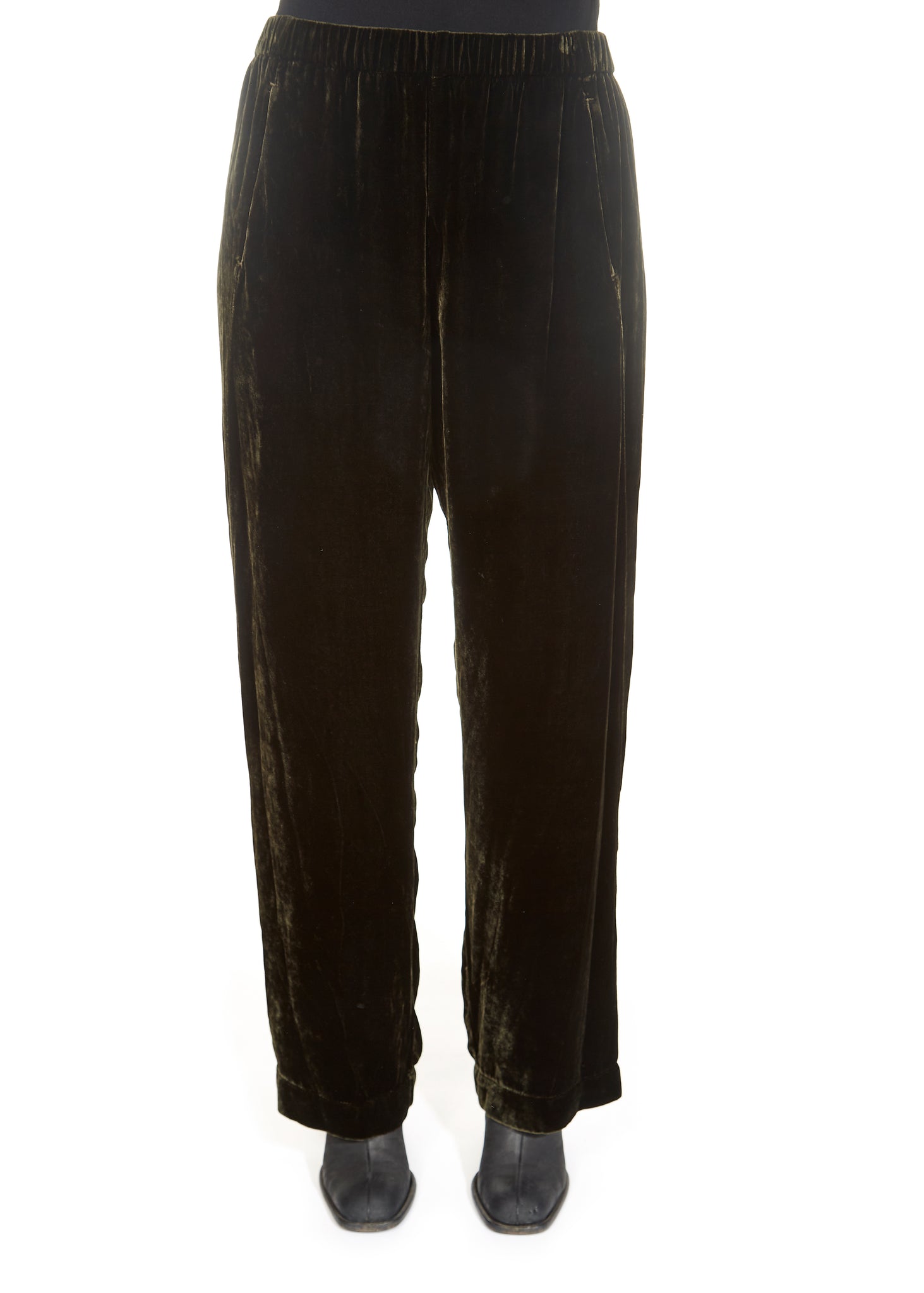 'Dennie' Green Silk Velvet Trousers - Jessimara