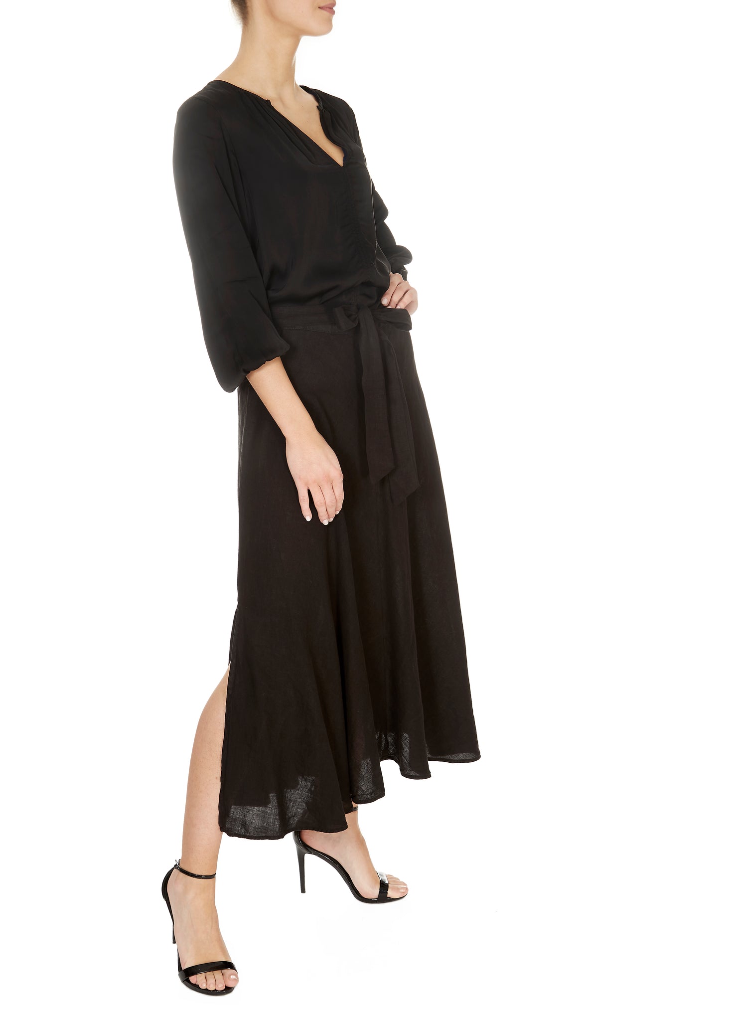 'Raleigh'  Black Wrap Midi Skirt - Jessimara