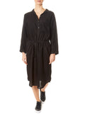 'Tristana' Woven Linen Black Shirt Dress - Jessimara