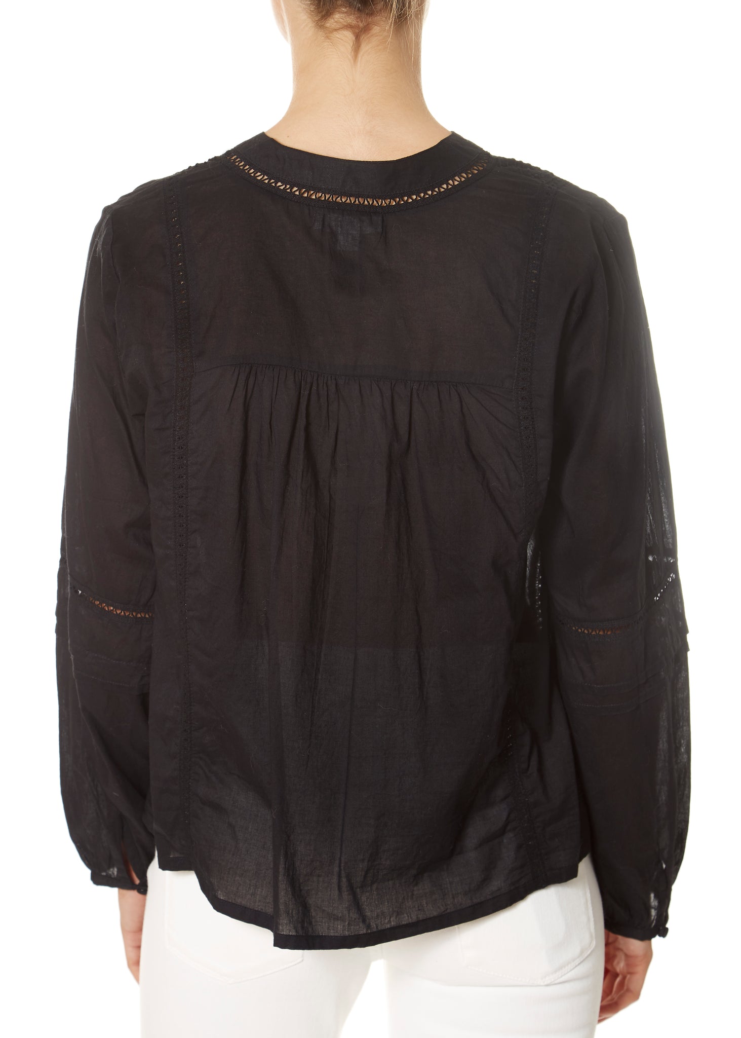 'Yadira' Black Boho Button Detail Blouse - Jessimara