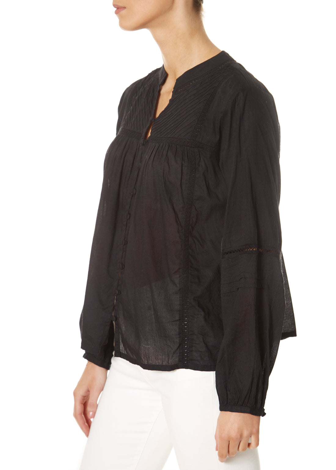 'Yadira' Black Boho Button Detail Blouse - Jessimara