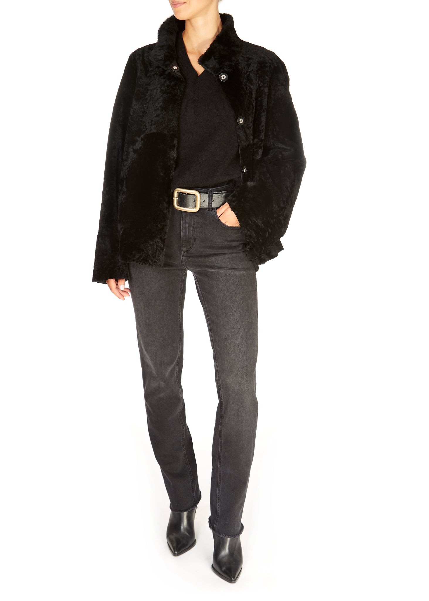 Black Reversible Sheepskin coat - Jessimara