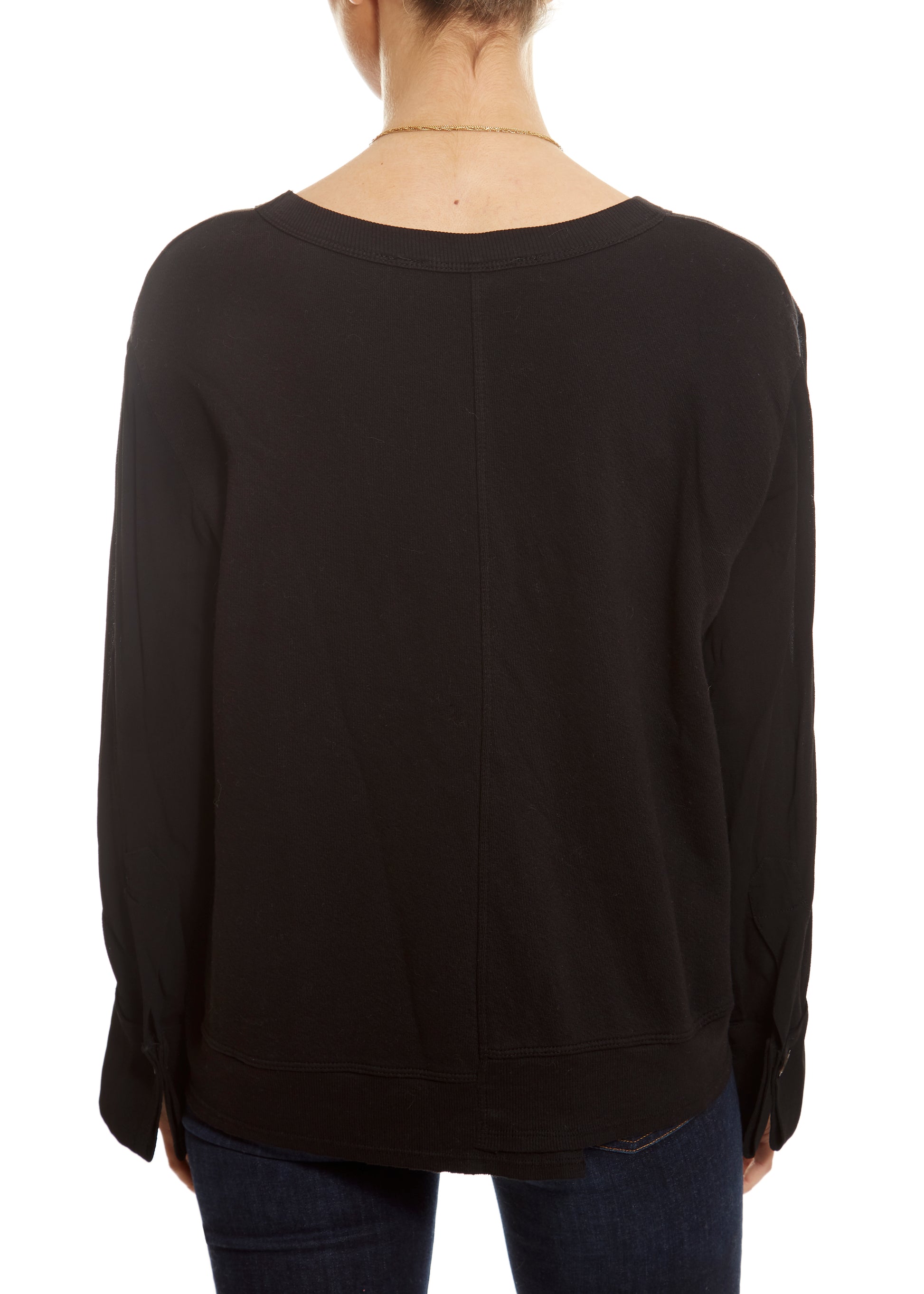 Shifted Sweatshirt with Contrast French Cuffs - Jessimara