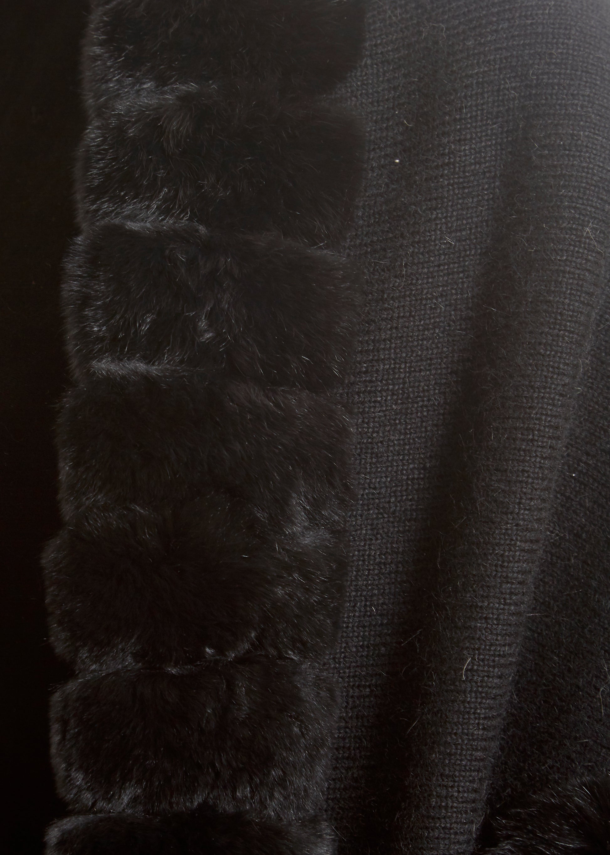 Black Wool Wrap with fur trim - Jessimara