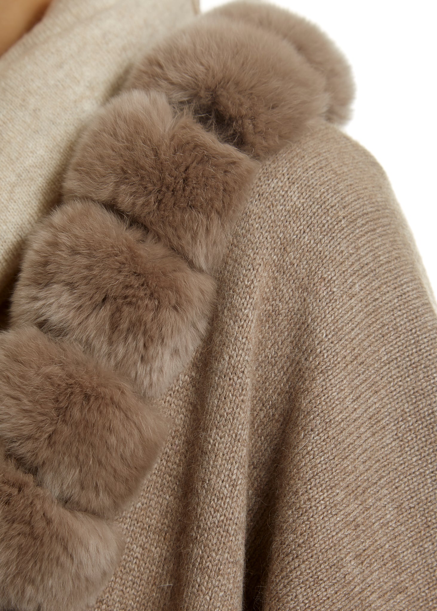 Wool Poncho Mocha with Rex Trimmings - Jessimara