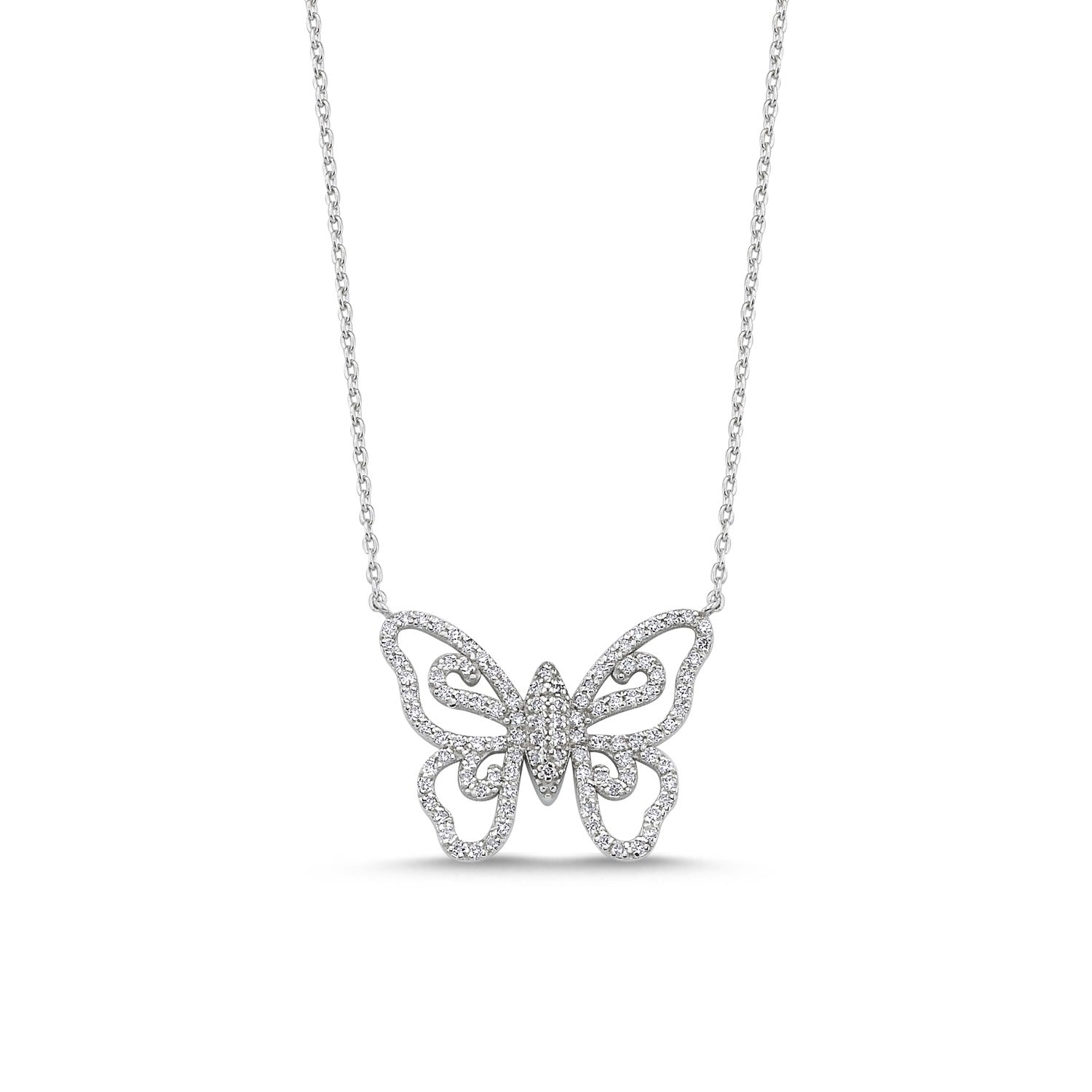 CZ Butterfly Necklace with Silver Stones - Jessimara