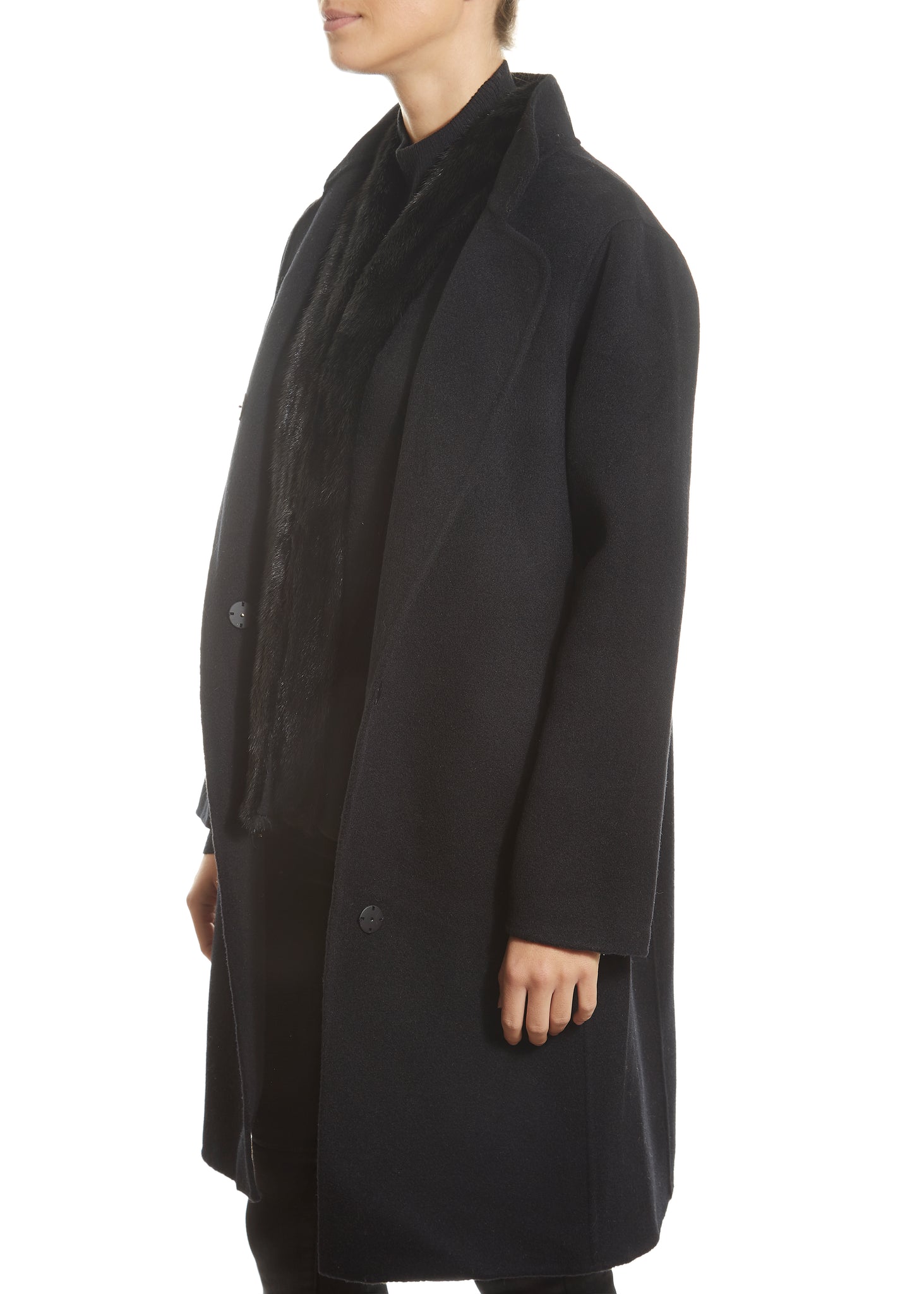 Black 2 Piece Gilet and Coat with Mink Trim - Jessimara