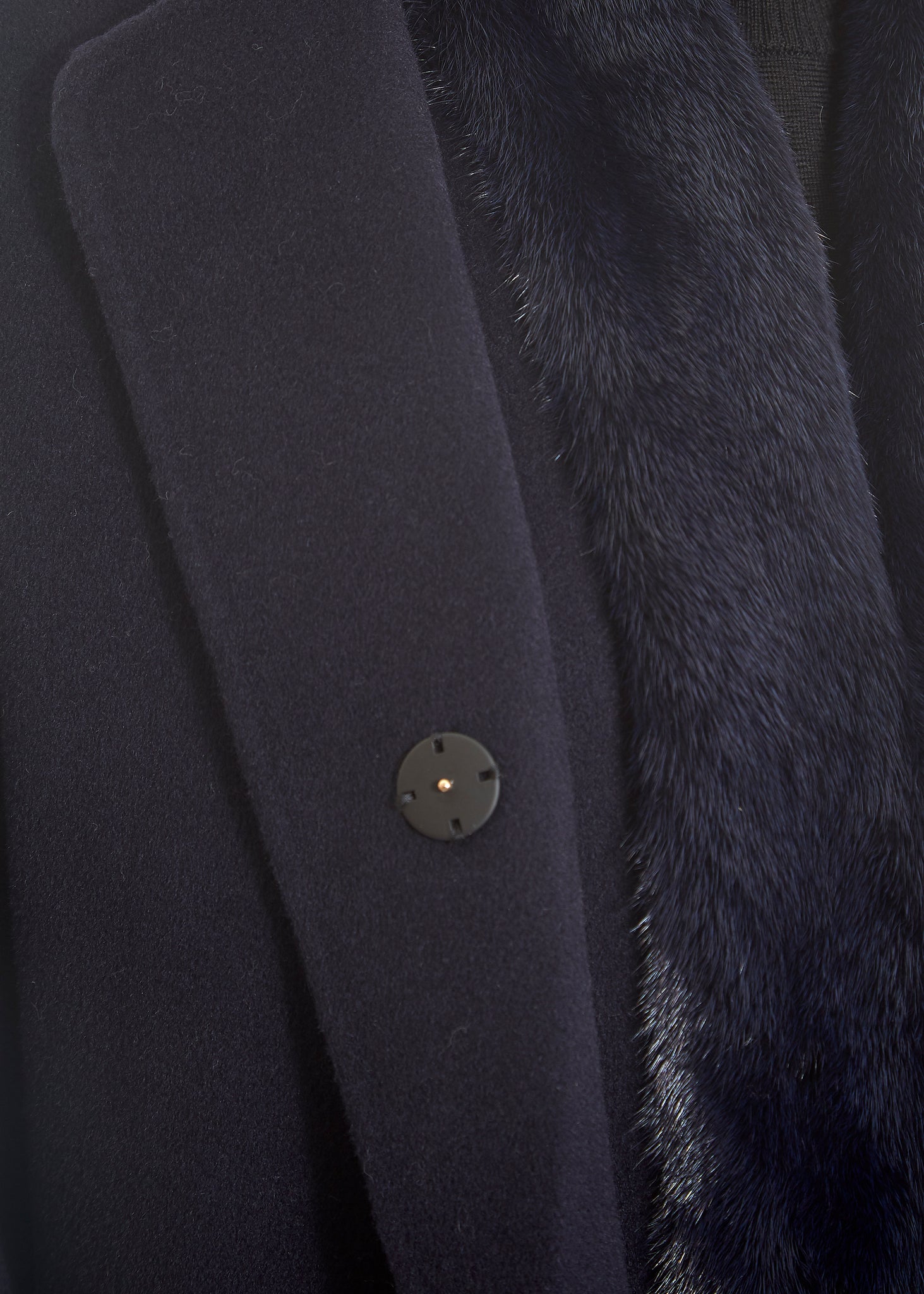 Navy 2 Piece Gilet and Coat with Mink Trim - Jessimara