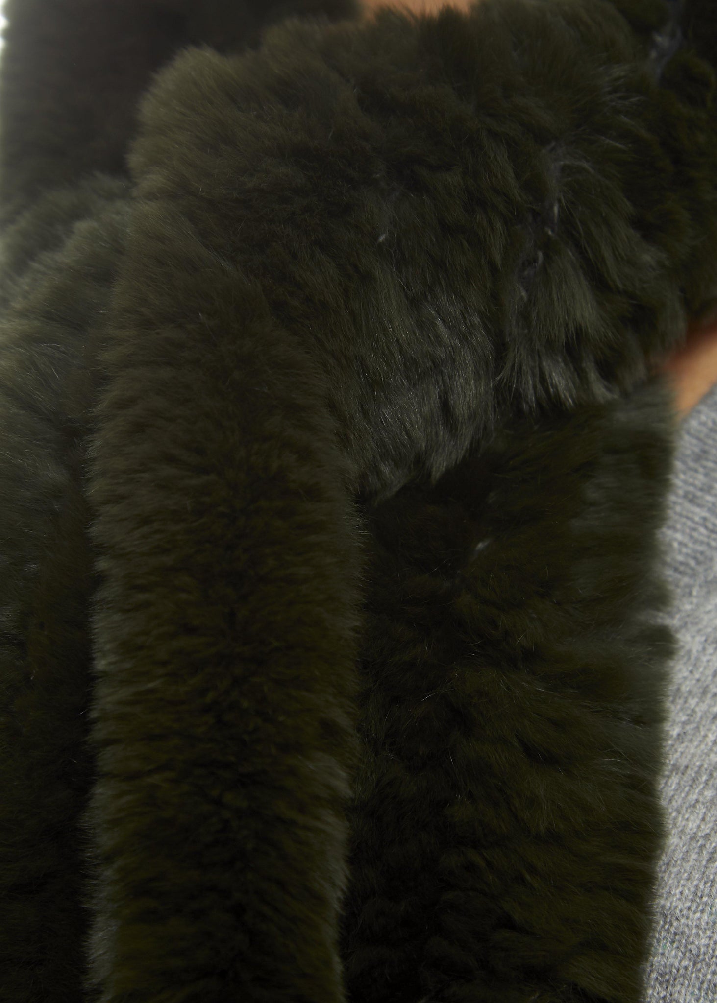 Khaki 'Open' Real Rex Rabbit Fur Scarf - Jessimara