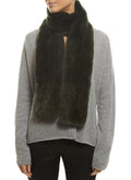 Khaki 'Open' Real Rex Rabbit Fur Scarf - Jessimara