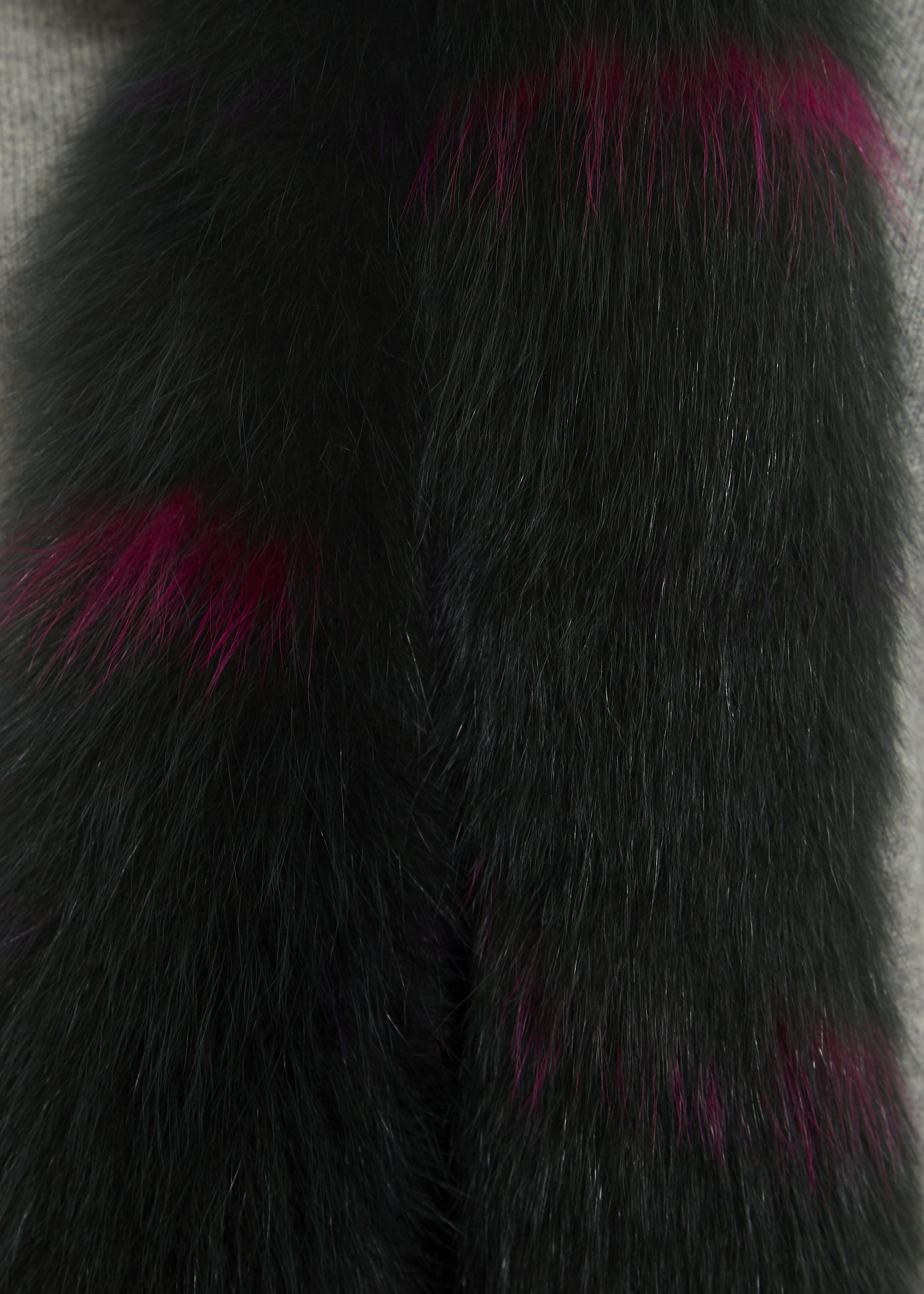 Khaki Open Fox Tube Scarf With Pink Detailing - Jessimara