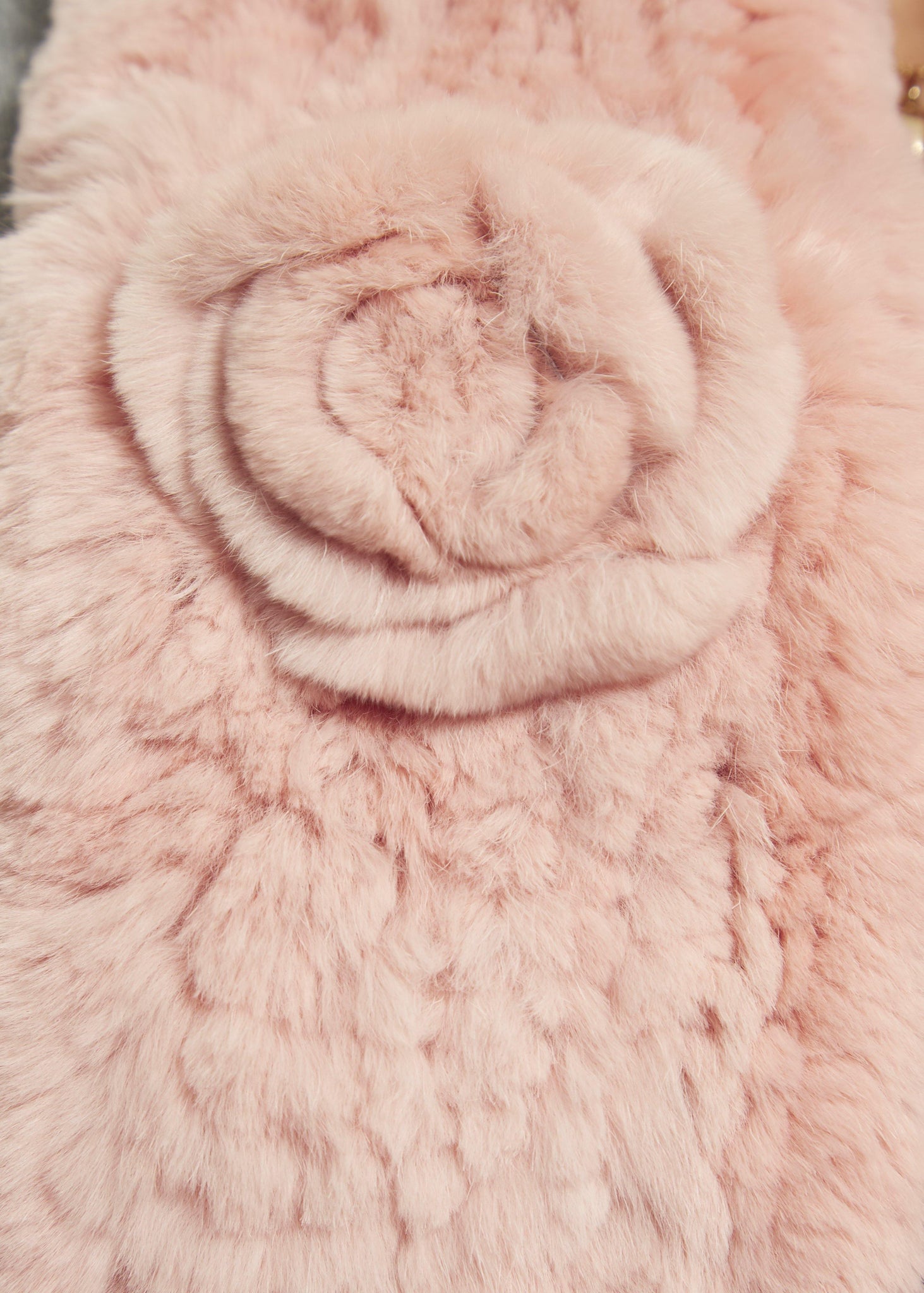 Baby Pink Real Rex Rabbit Fur Rose Scarf - Jessimara