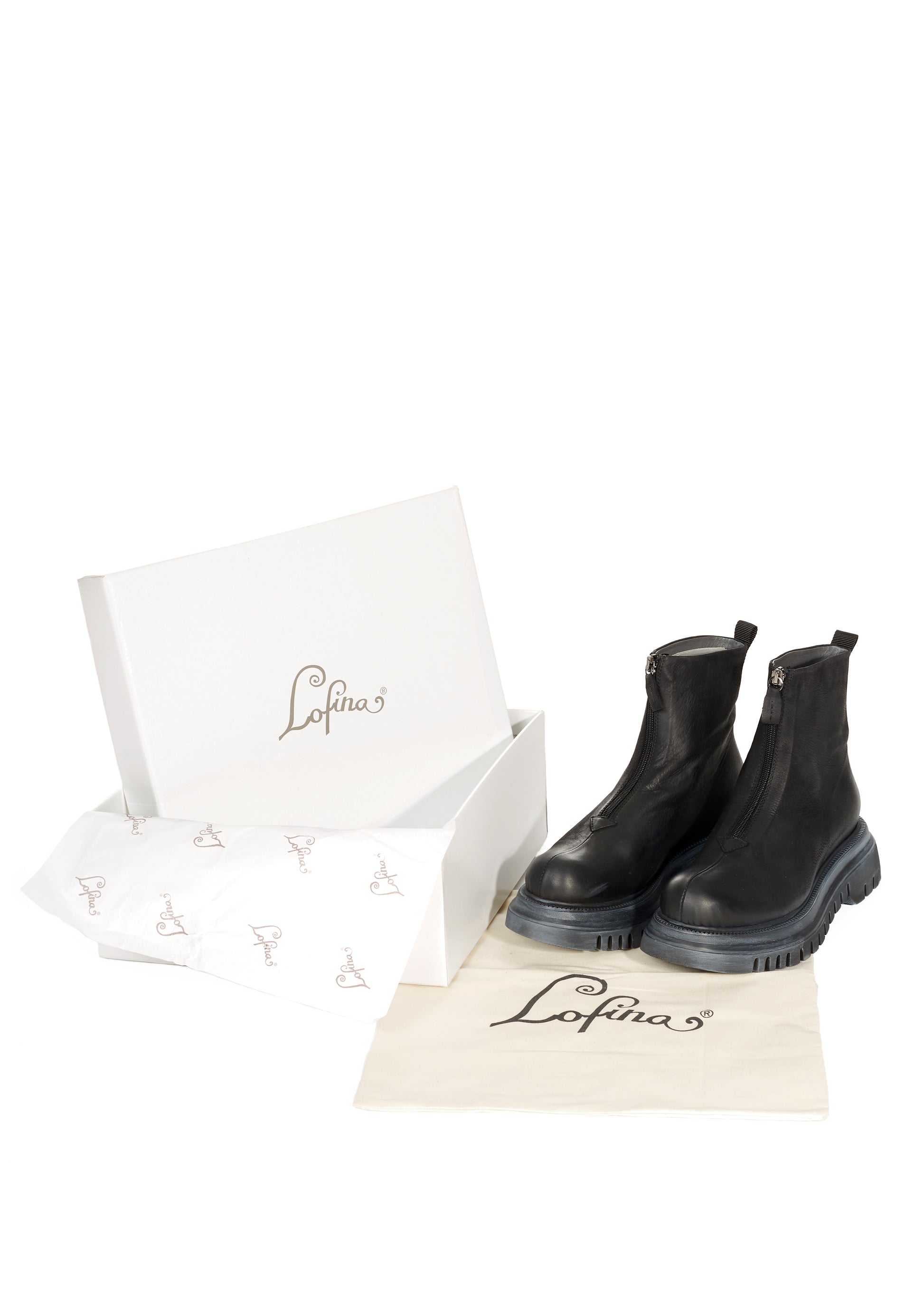 Black Leather Zip Up Boots - Jessimara