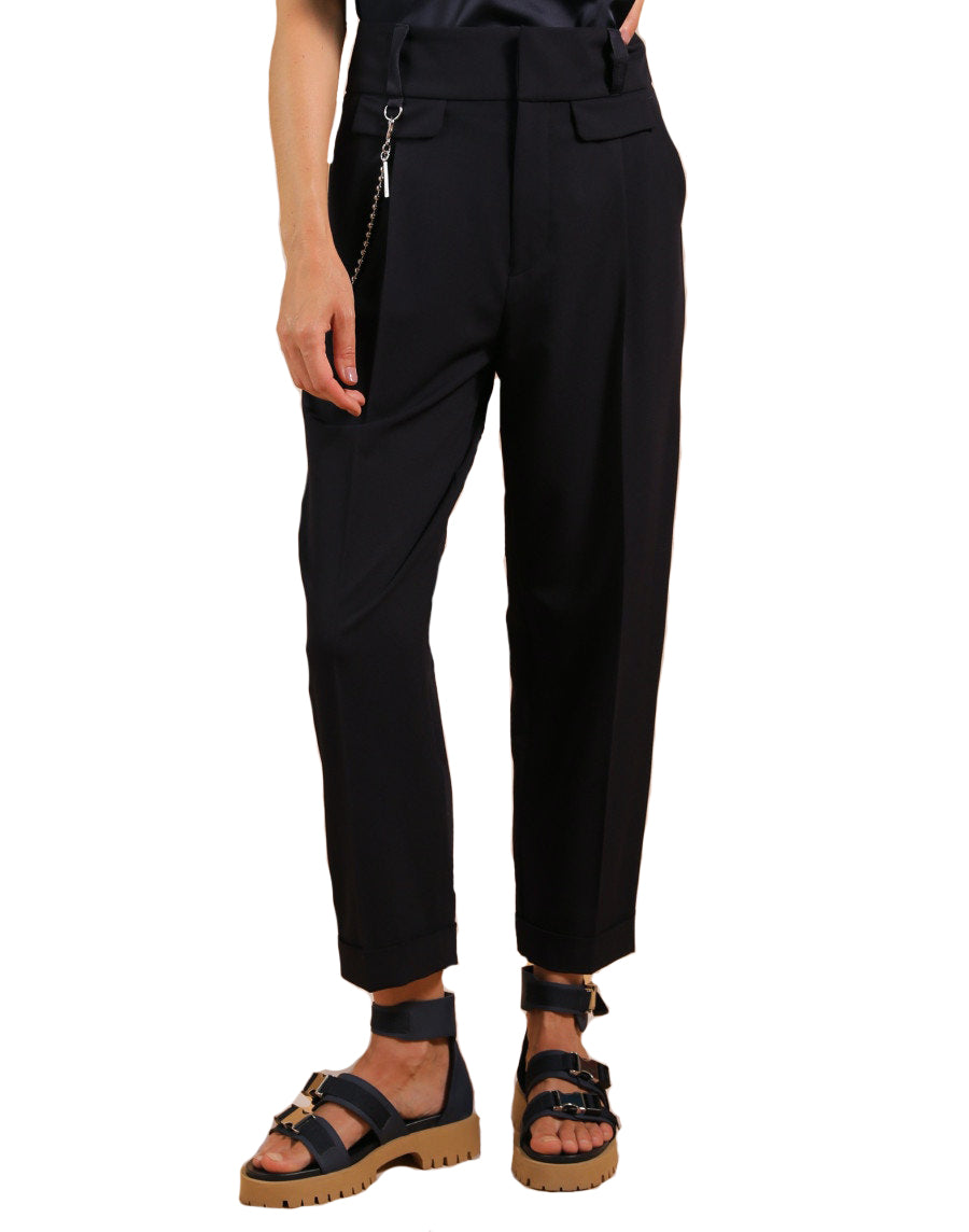 High Understated Navy Hip Chain Trouser